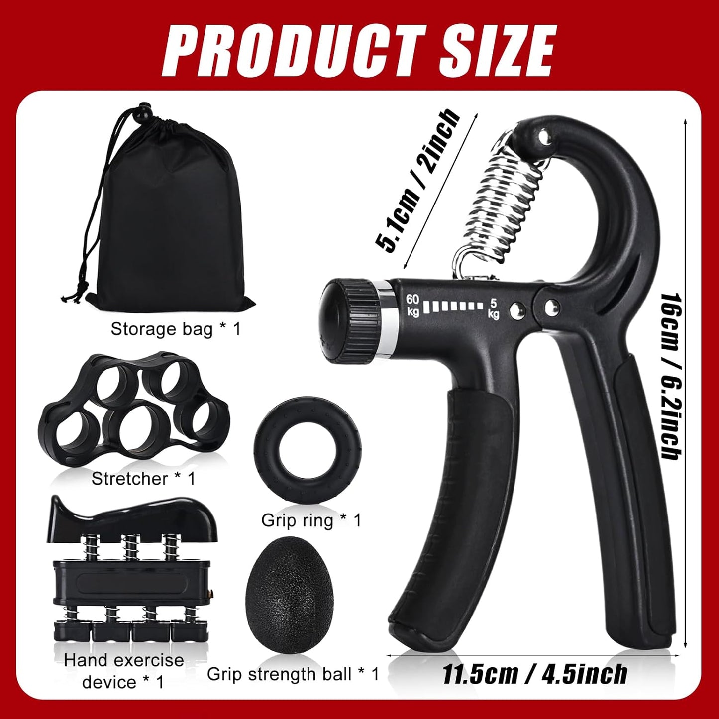 Adjustable Grip Trainer & Forearm Exerciser for Strength, Recovery & Performance