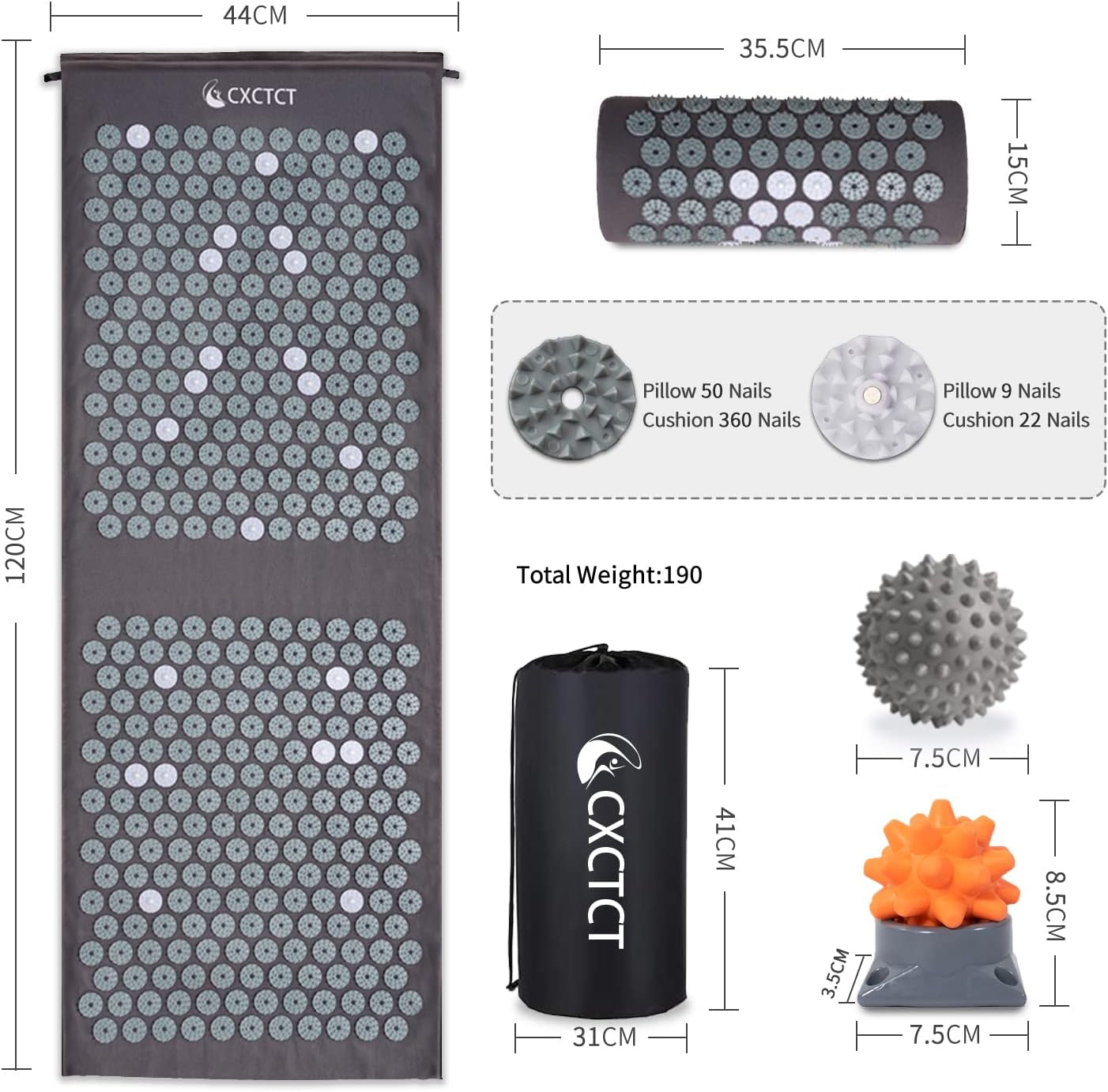 Extra Long Acupressure Mat & Pillow Set Full-Body Recovery, Relaxation & Natural Pain Relief