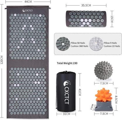 Extra Long Acupressure Mat & Pillow Set Full-Body Recovery, Relaxation & Natural Pain Relief