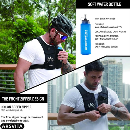 Reflective Running Vest with 500 ml Hydration Bottle