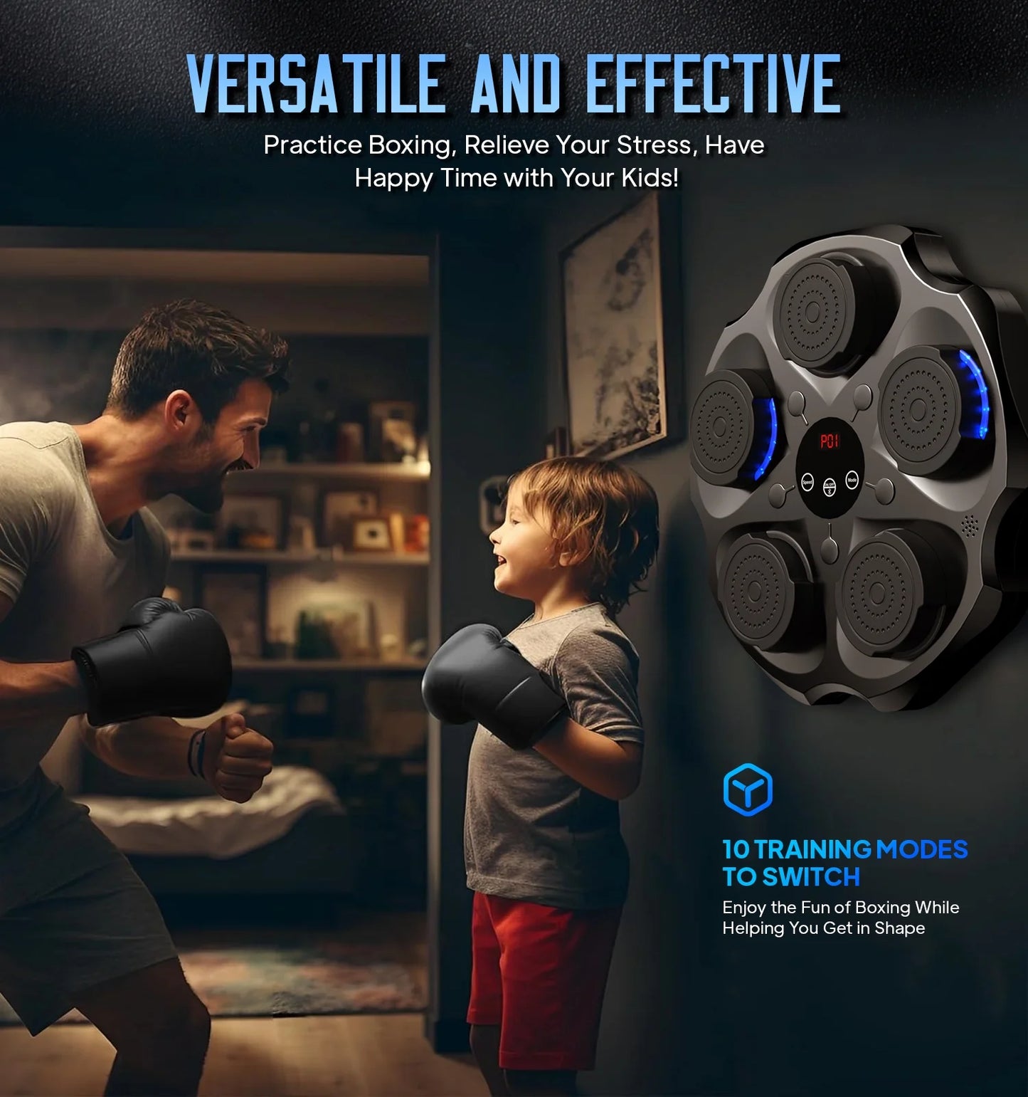 Smart Music Boxing Machine with Gloves Bluetooth Wall-Mounted Boxing Trainer for Interactive Home Workouts