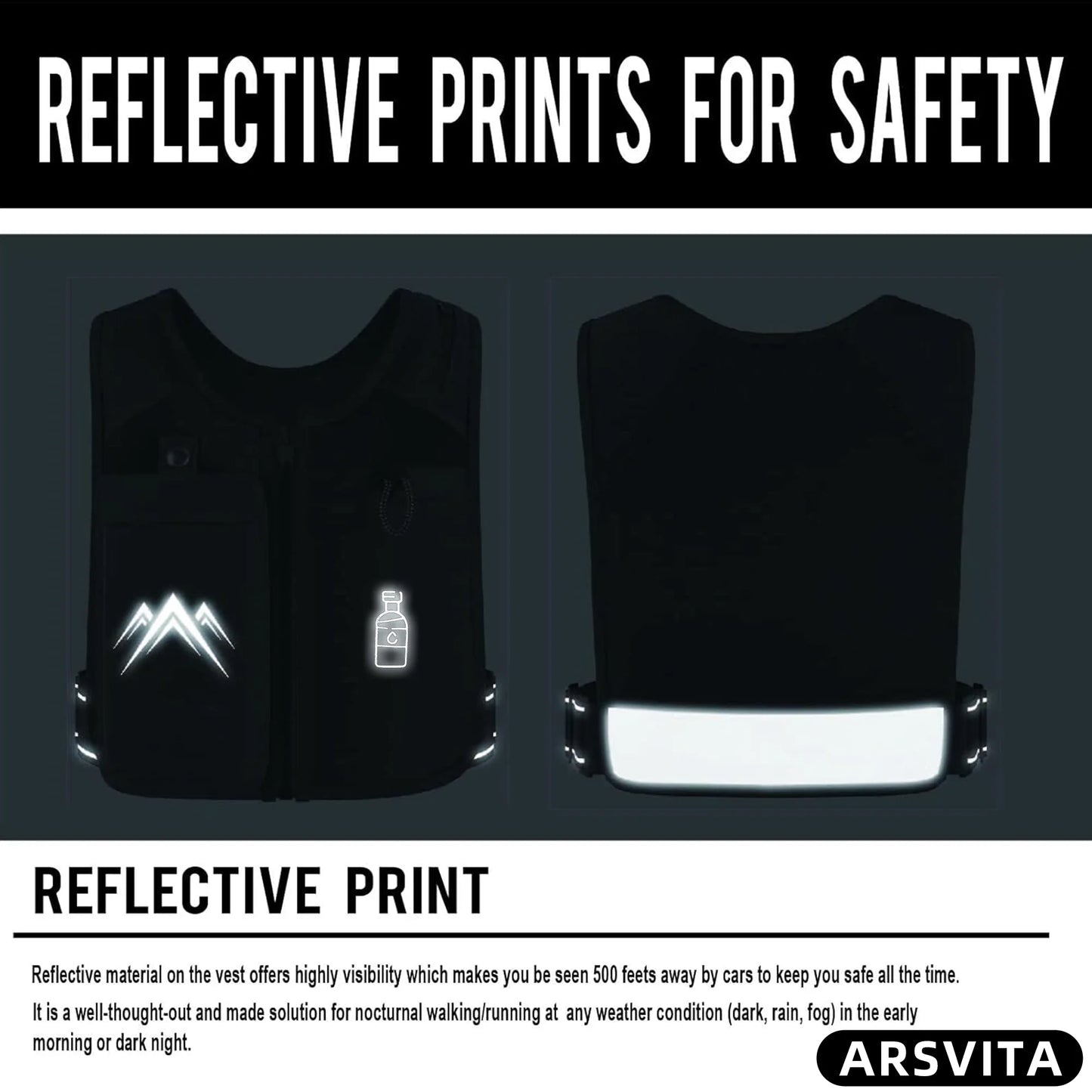 Reflective Running Vest with 500 ml Hydration Bottle