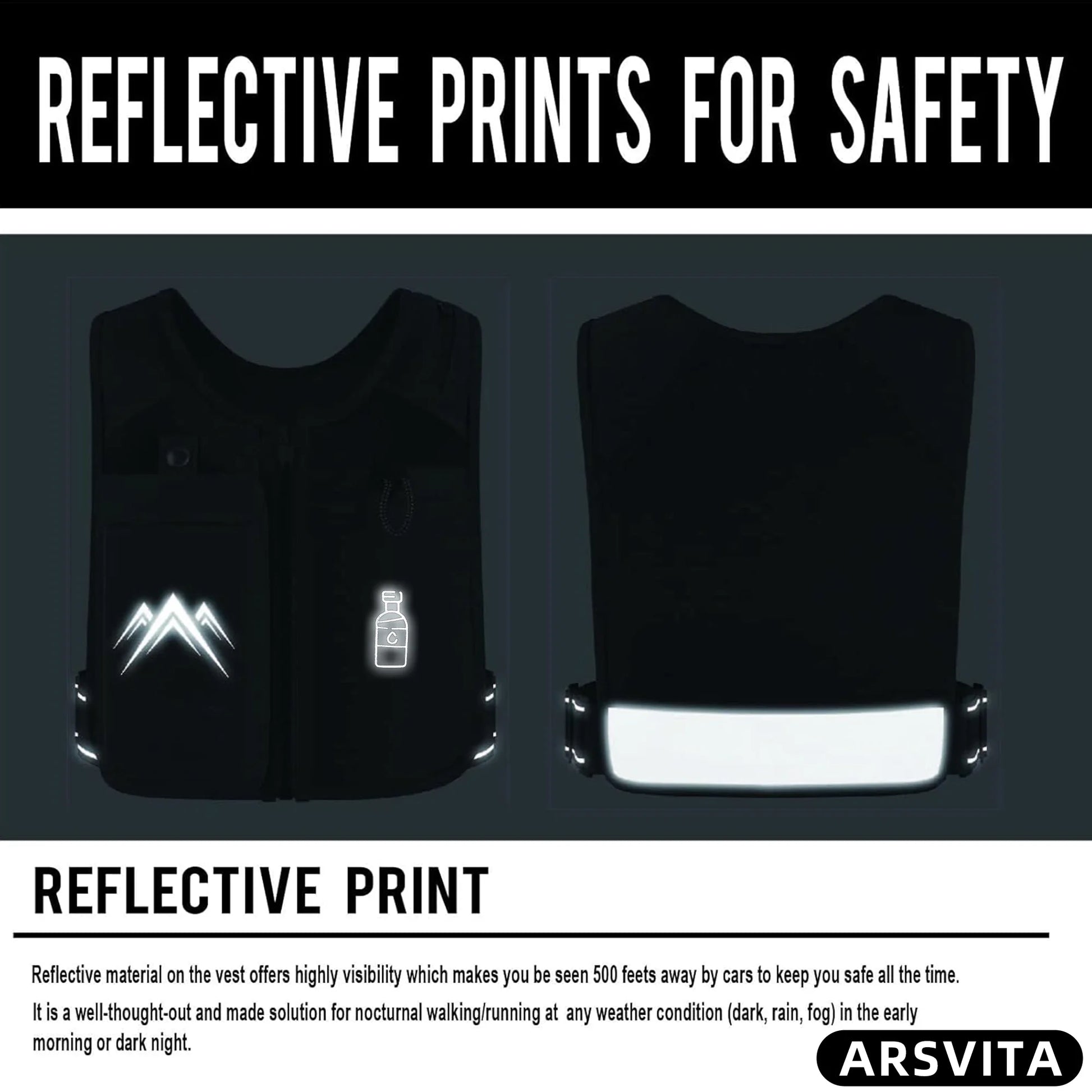 Reflective Running Vest with 500 ml Hydration Bottle