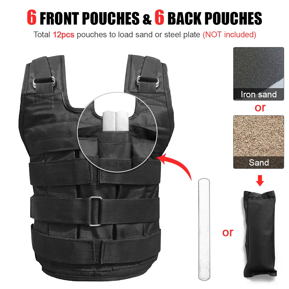 Adjustable Oxford Weighted Vest for Strength Training - Maximum Load 110LB (Weights Not Included)