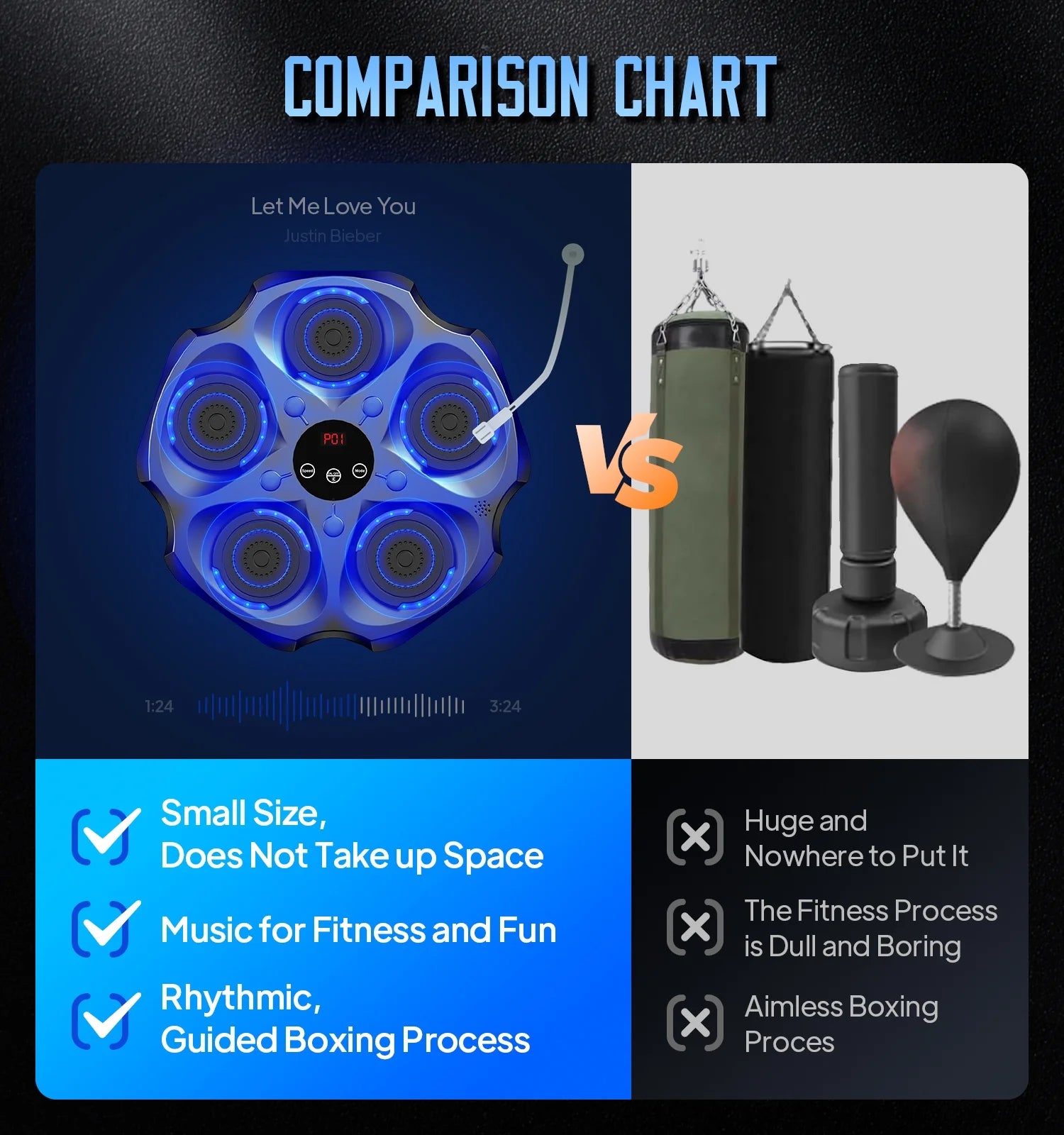 Smart Music Boxing Machine with Gloves Bluetooth Wall-Mounted Boxing Trainer for Interactive Home Workouts