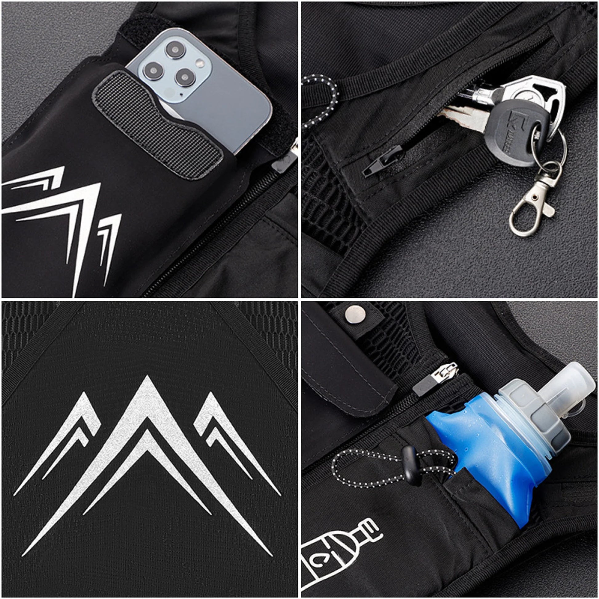 Reflective Running Vest with 500 ml Hydration Bottle