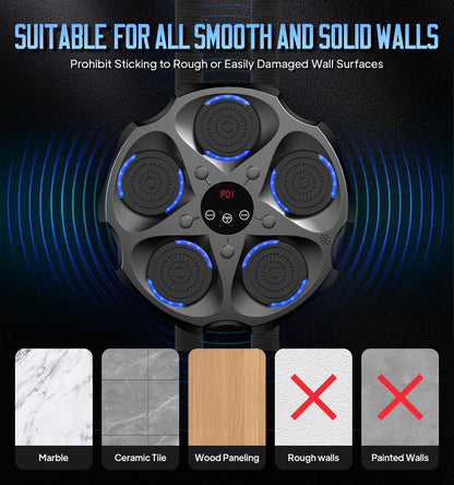 Smart Music Boxing Machine with Gloves Bluetooth Wall-Mounted Boxing Trainer for Interactive Home Workouts