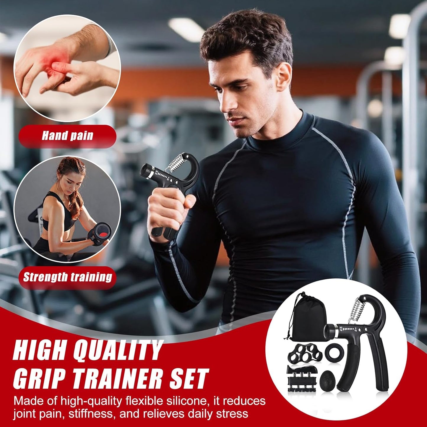 Adjustable Grip Trainer & Forearm Exerciser for Strength, Recovery & Performance
