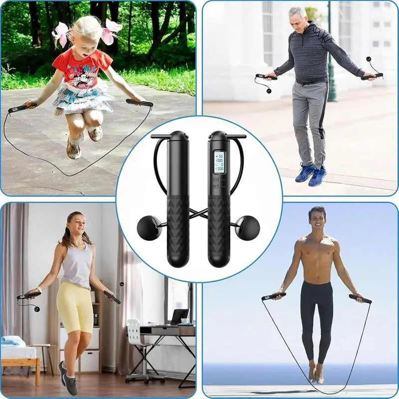 Smart Gravity Ball Jump Rope Cordless Digital Skipping Rope with Counter & Weighted Handles