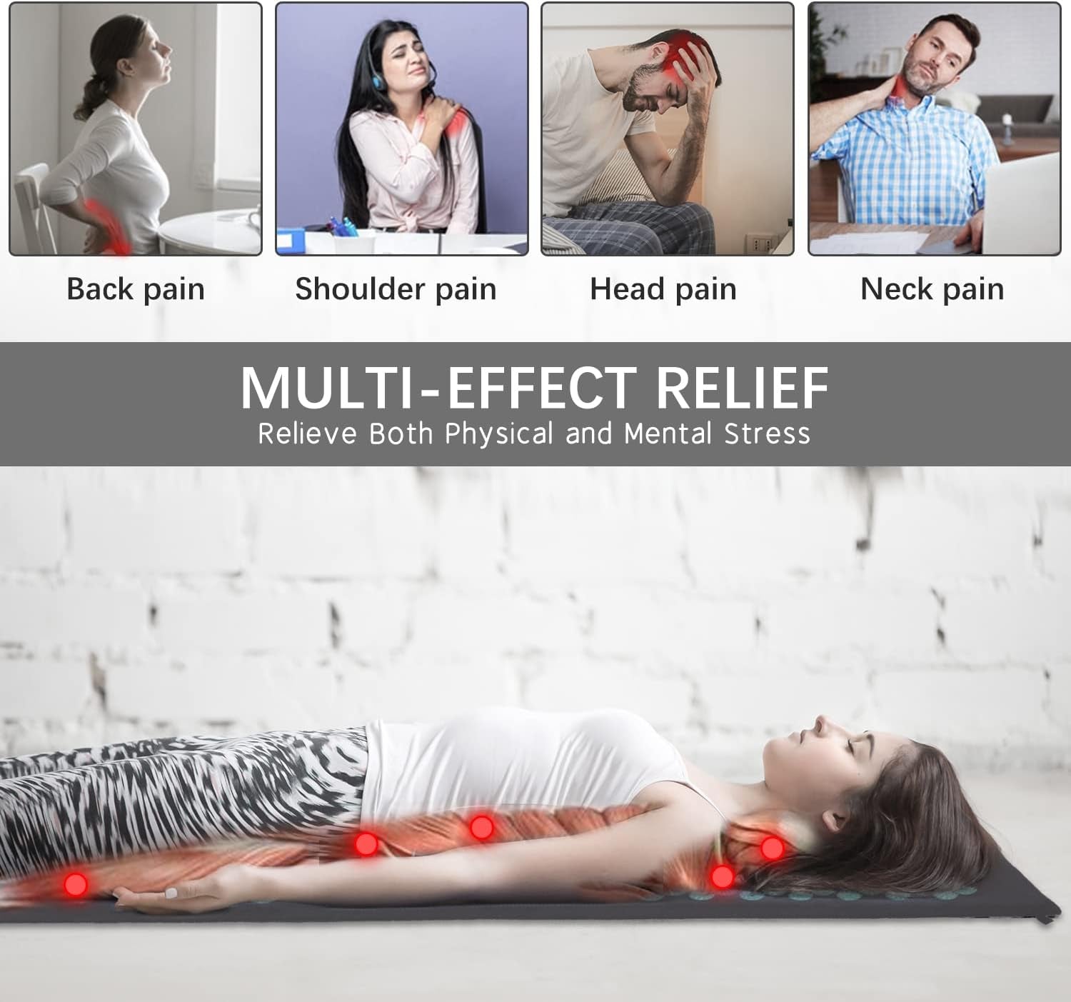 Extra Long Acupressure Mat & Pillow Set Full-Body Recovery, Relaxation & Natural Pain Relief
