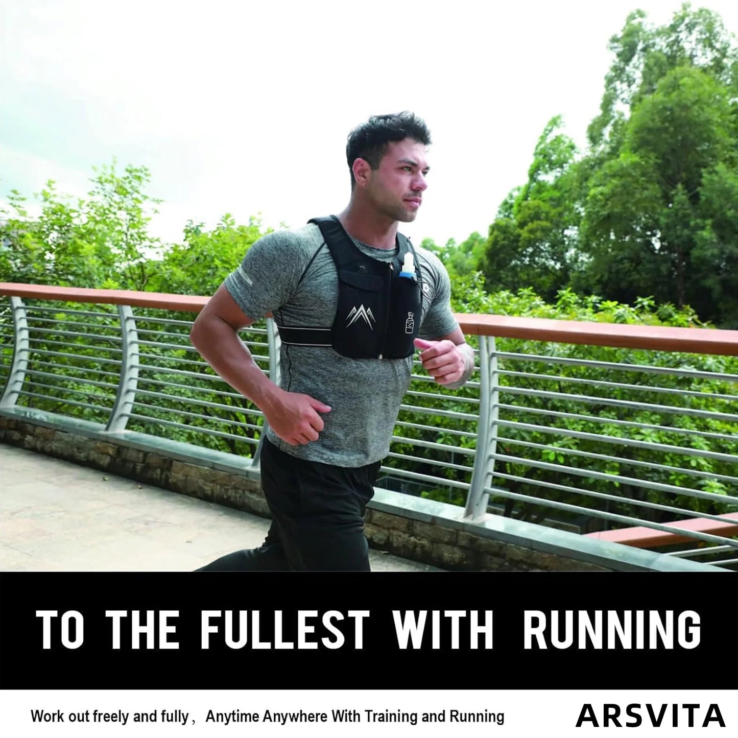Reflective Running Vest with 500 ml Hydration Bottle