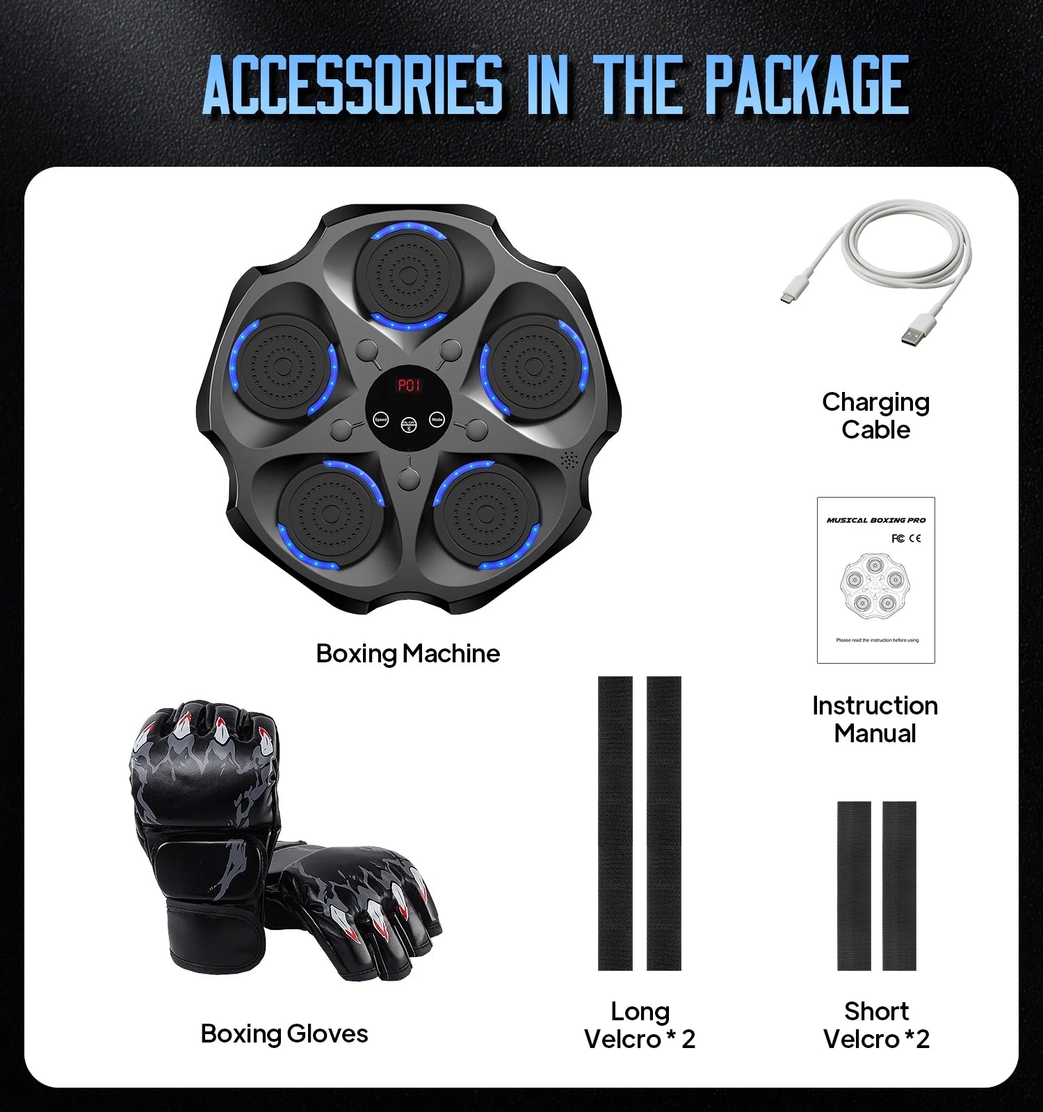 Smart Music Boxing Machine with Gloves Bluetooth Wall-Mounted Boxing Trainer for Interactive Home Workouts