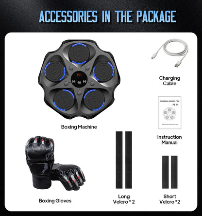 Smart Music Boxing Machine with Gloves Bluetooth Wall-Mounted Boxing Trainer for Interactive Home Workouts