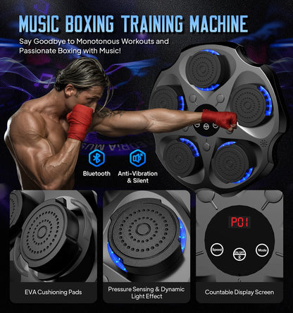Smart Music Boxing Machine with Gloves Bluetooth Wall-Mounted Boxing Trainer for Interactive Home Workouts
