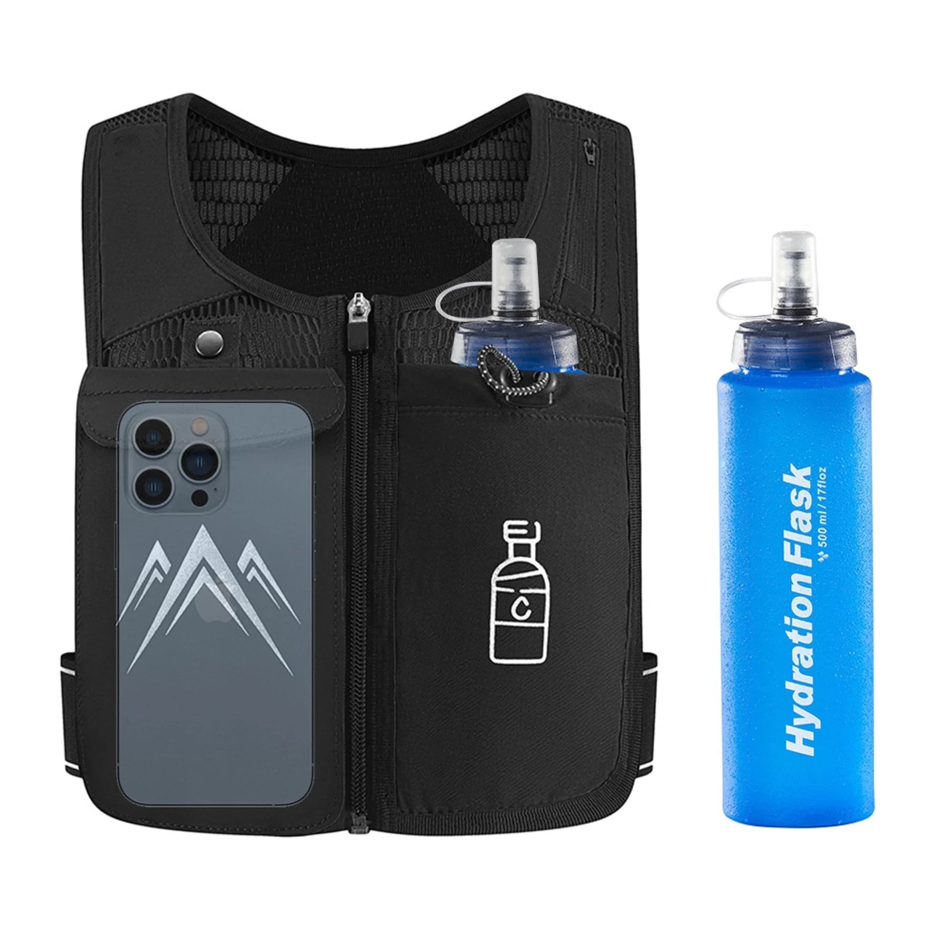 Reflective Running Vest with 500 ml Hydration Bottle
