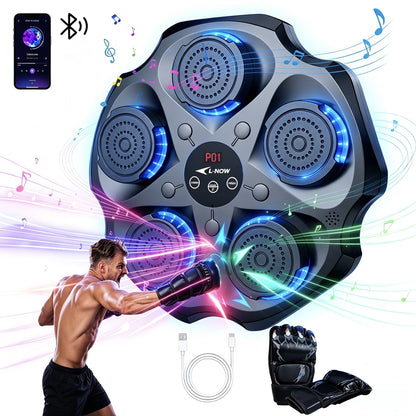 Smart Music Boxing Machine with Gloves Bluetooth Wall-Mounted Boxing Trainer for Interactive Home Workouts