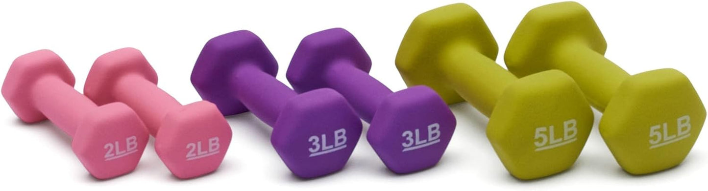 Neoprene Dumbbell Hand Weights Set Comfortable Free Weights for Strength Training & Muscle Toning