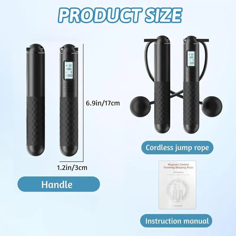 Smart Gravity Ball Jump Rope Cordless Digital Skipping Rope with Counter & Weighted Handles