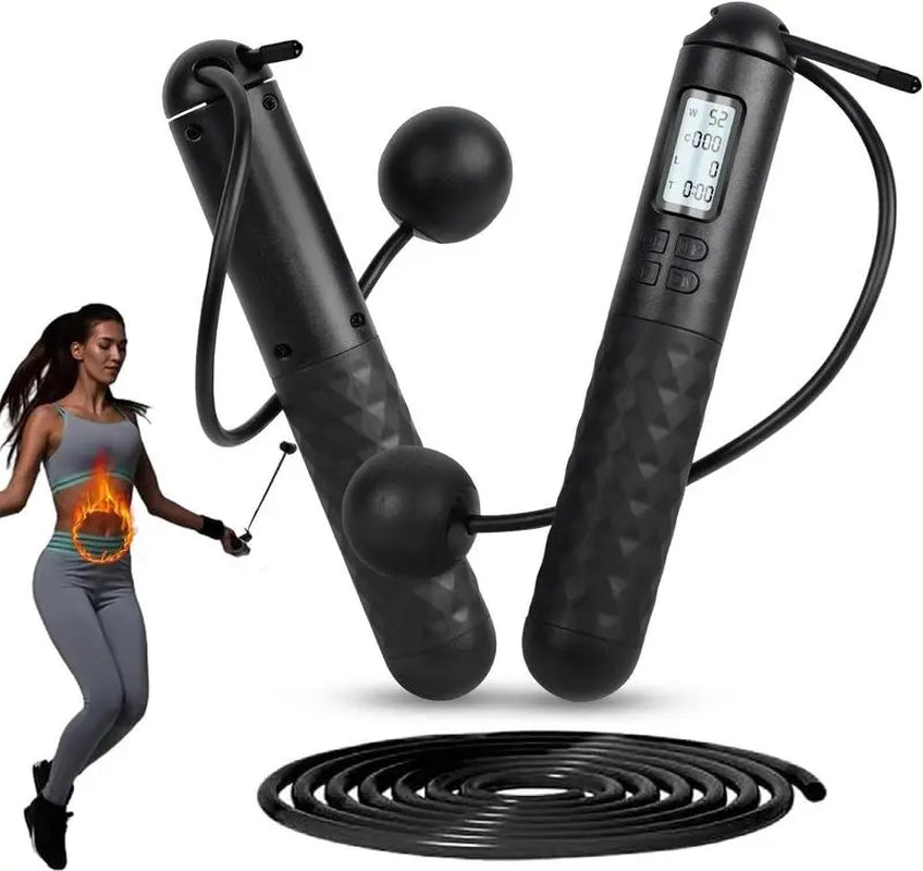 Smart Gravity Ball Jump Rope Cordless Digital Skipping Rope with Counter & Weighted Handles